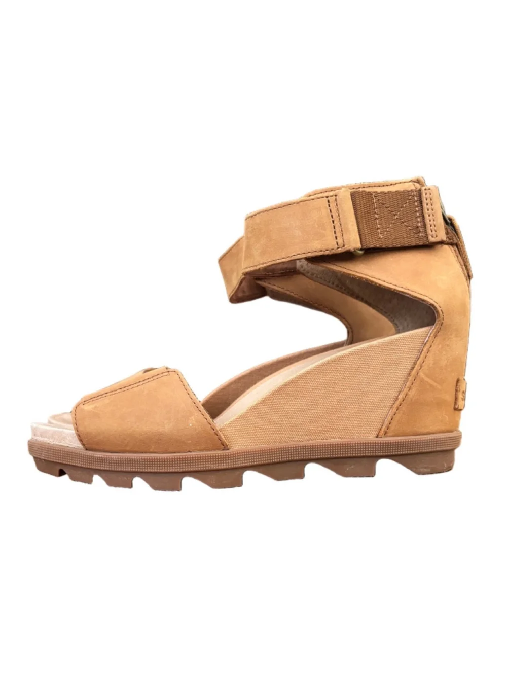Sorel Joanie 11 tan 2.5” wdg heel w zp & ankl strp SZ 9 indie sleaze festival